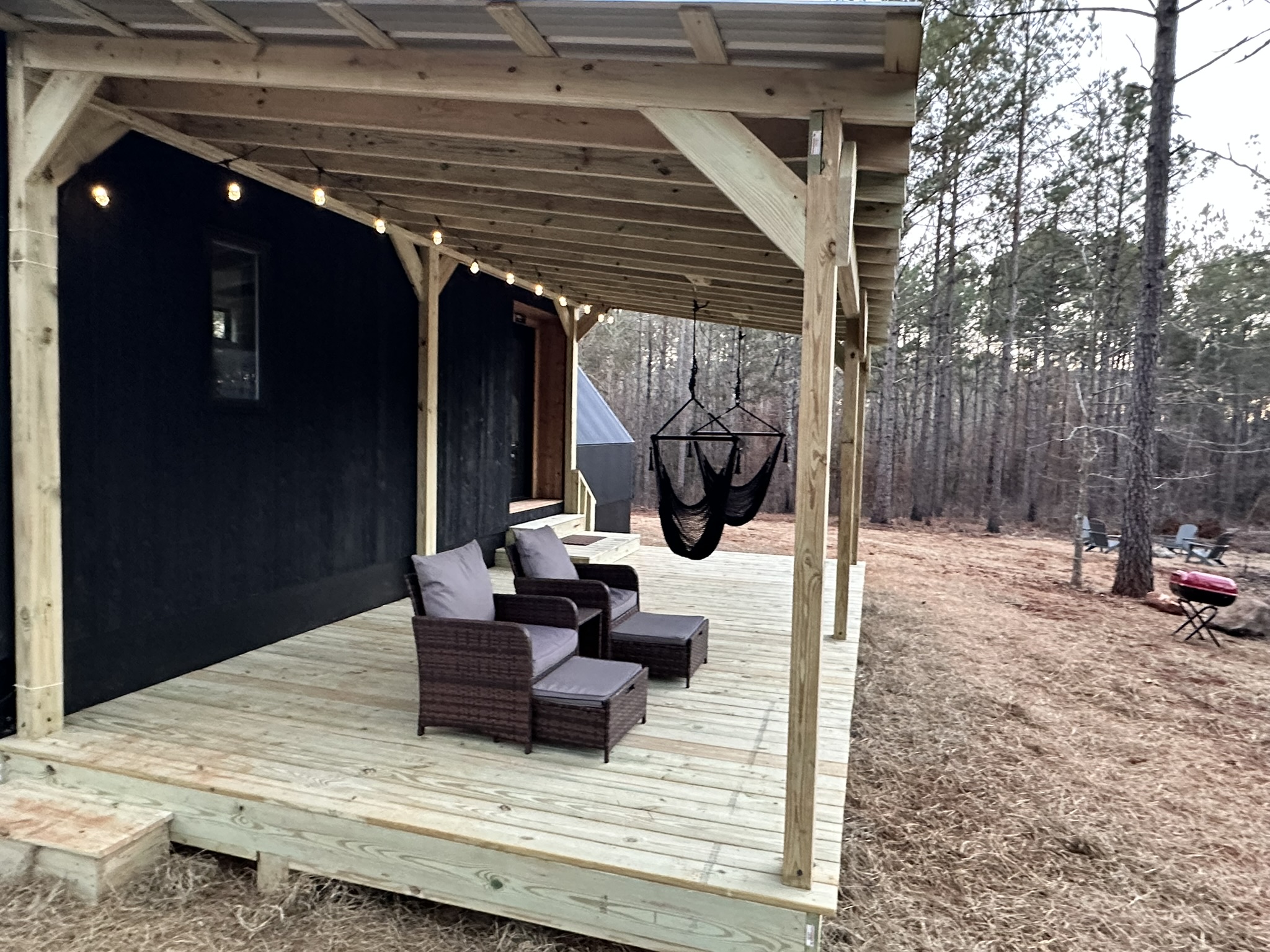 Covered Porch with Hammock Chairs