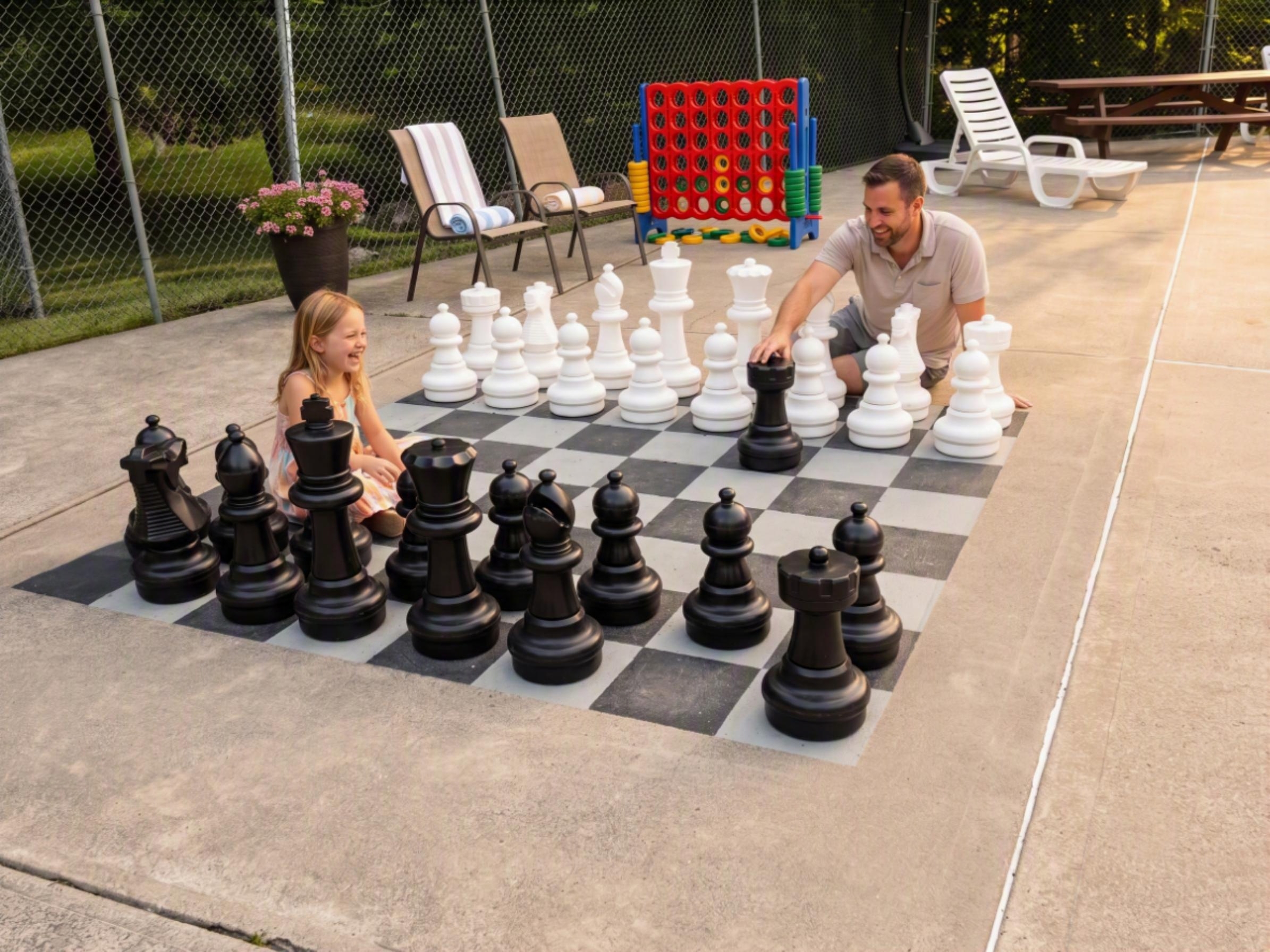 Life size Chess and Giant Connect 4 Games by the Pools