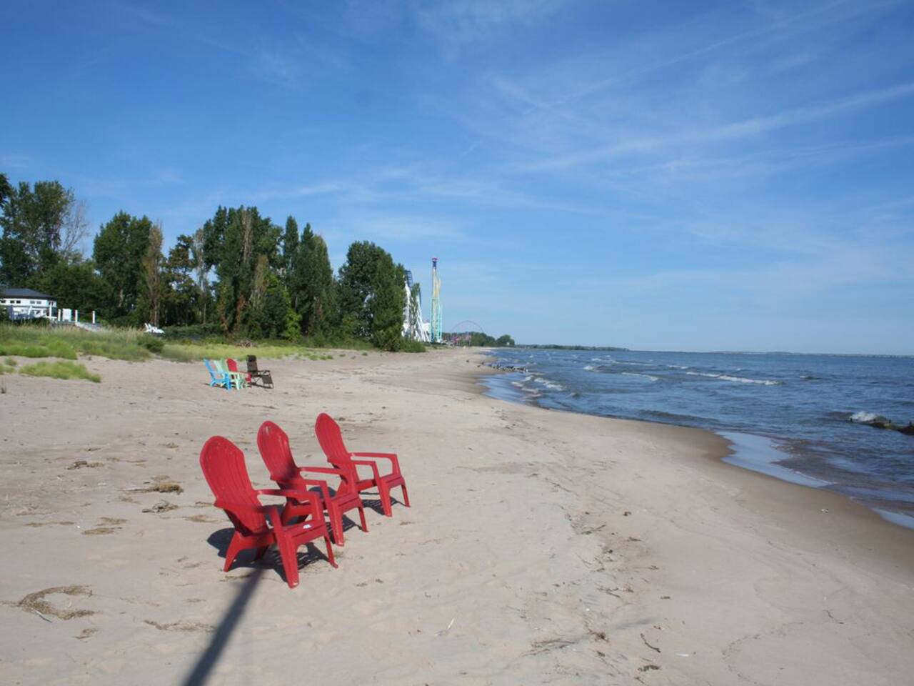 Private beach steps from Cedar Point