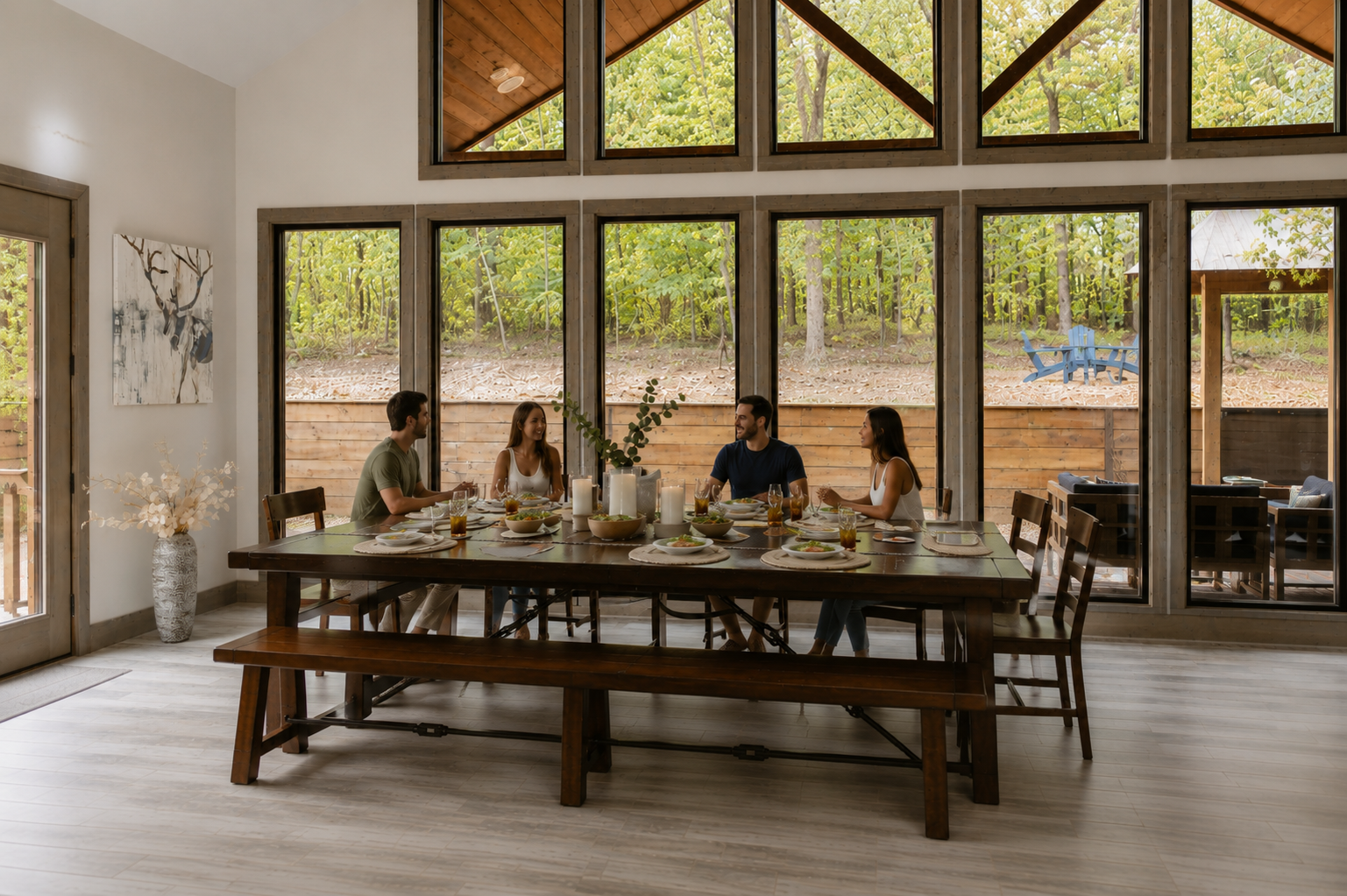 This rustic dinning table is perfect for every meal at our cozy cabin