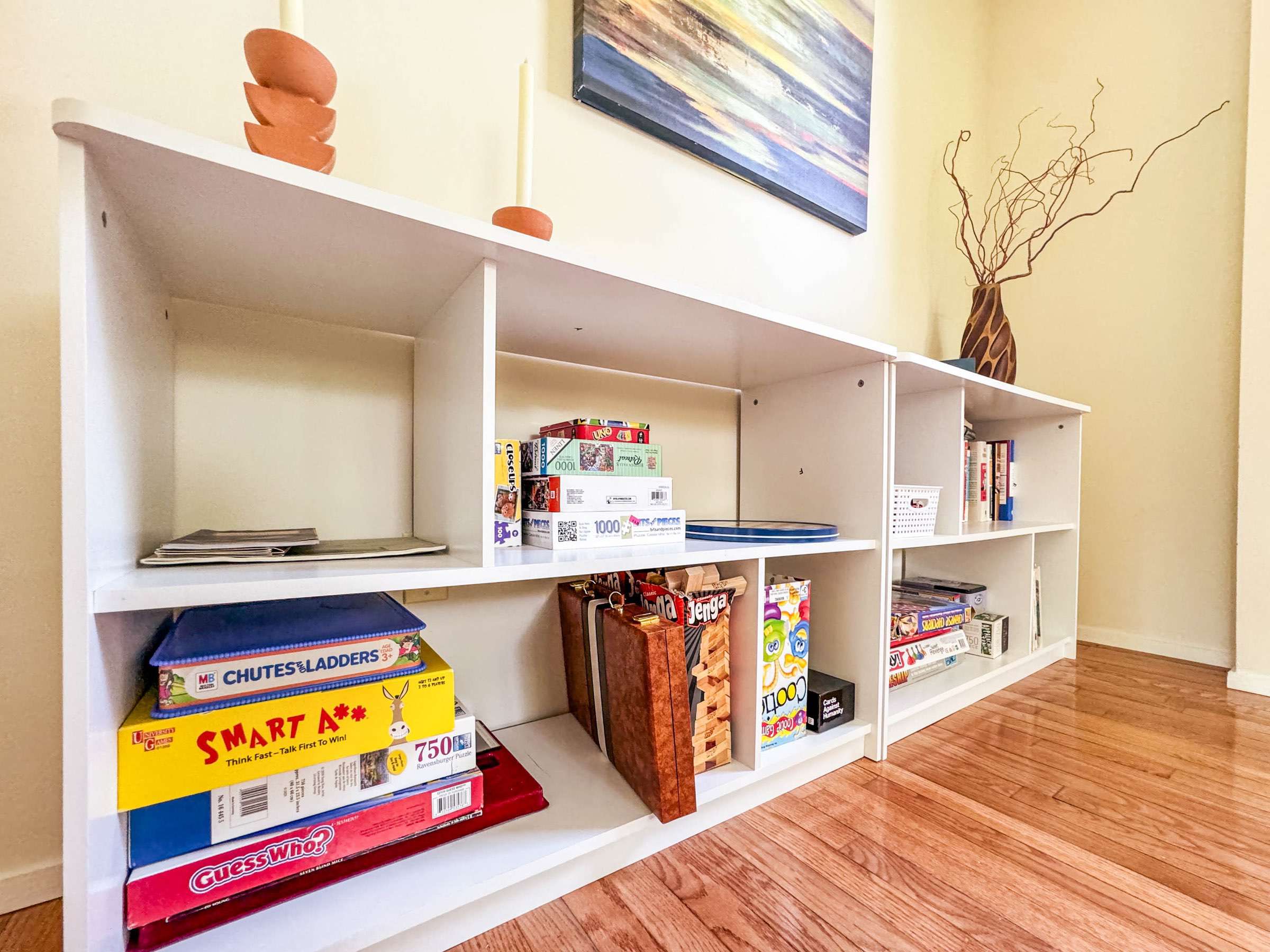 A few board games will be locate din the upstairs bedroom 2 for guest usage. Perfect for a rainy day!