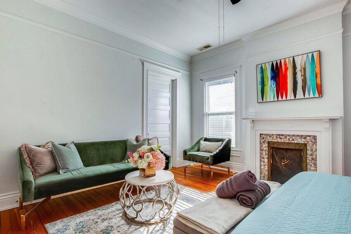 King Suite 2 with Fireplace Sofa and 32 inch TV