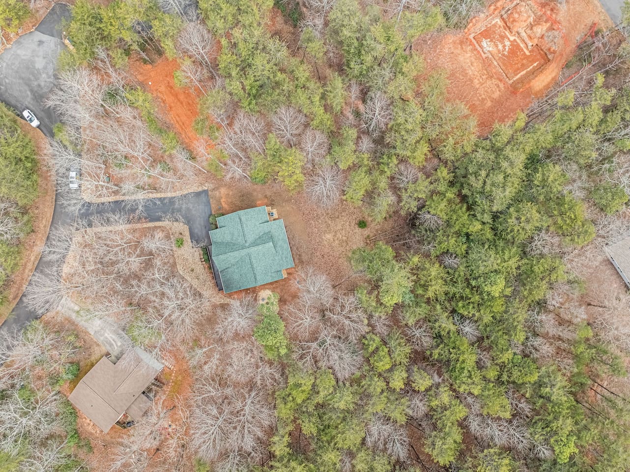 Upper drone view of the cabin