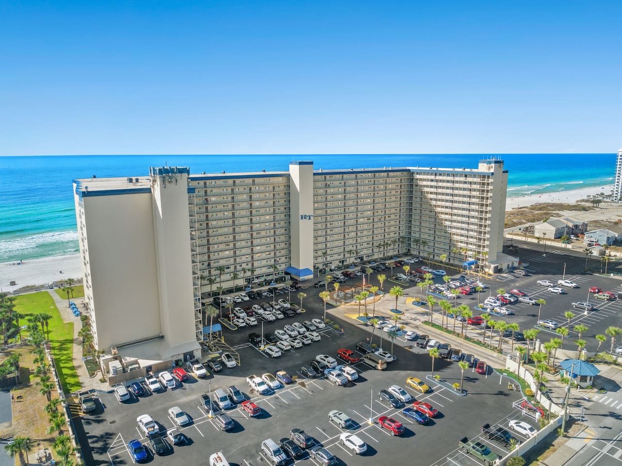 View of the Regency Towers complex and Parking