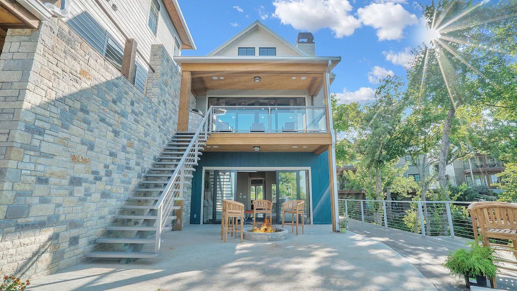Private patios and waterfall viewing area.
