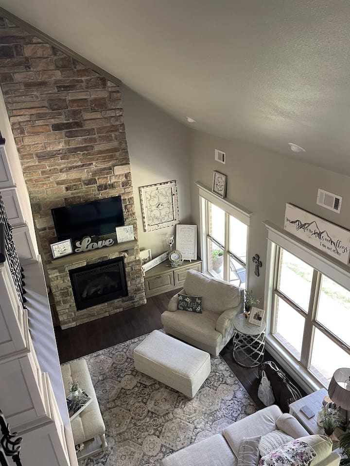 Living Room area with fireplace.