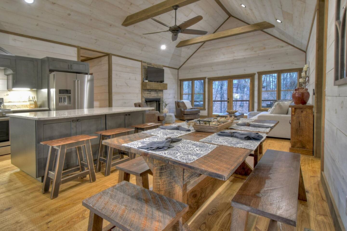 Dining room connected to the kitchen and living room. 