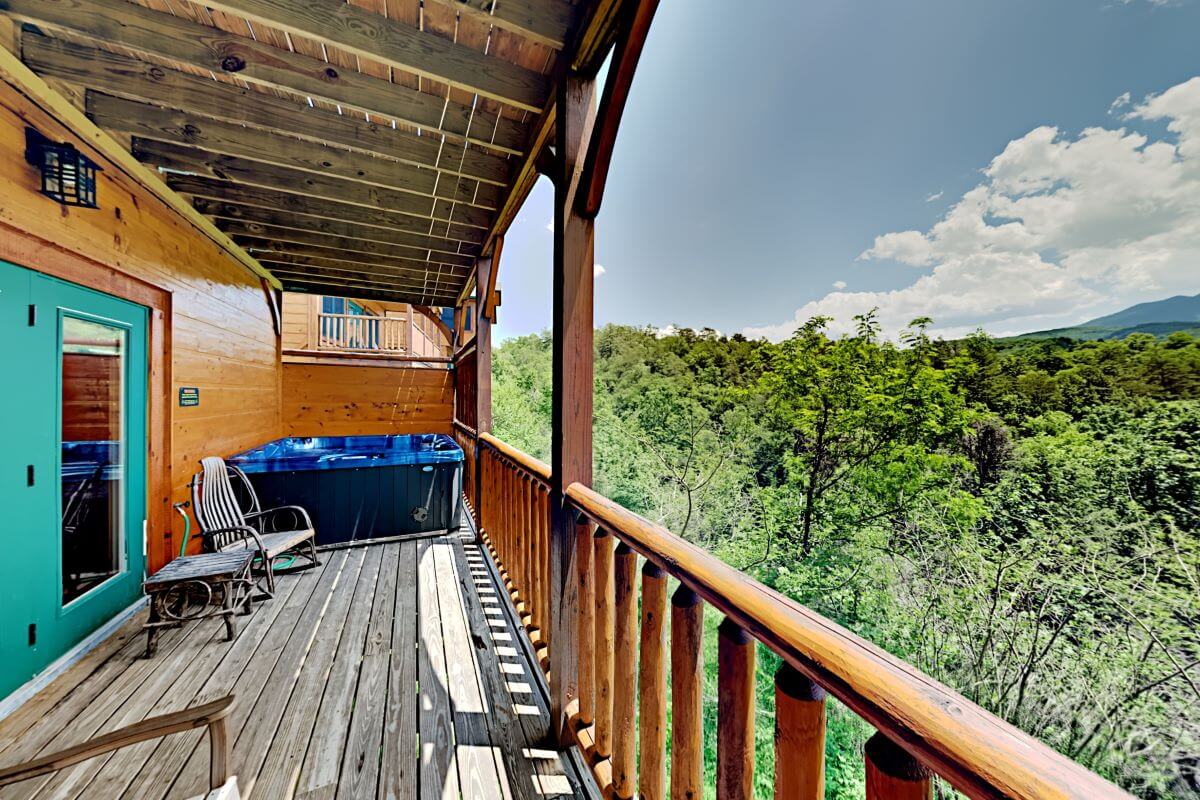 Private hot tub located on the lower deck just outside the game room.