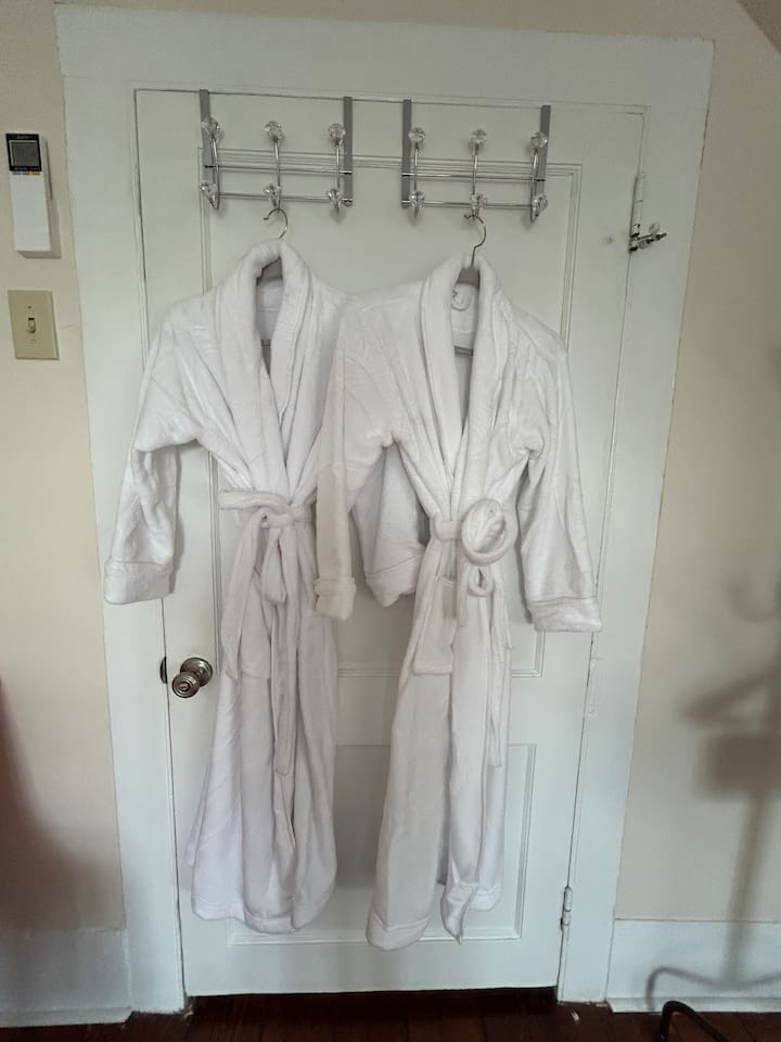 Each bedroom comes with with a set of two snuggly, luxurious robes.