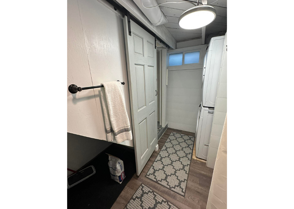 This bathroom is in the basement of the house.