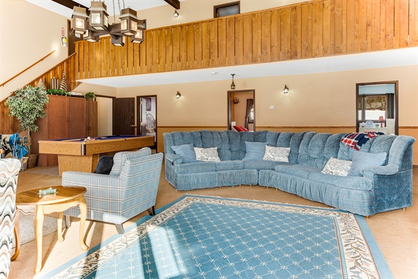 Enjoy the comfortable (and slightly dated) sleeper sofa sectional.