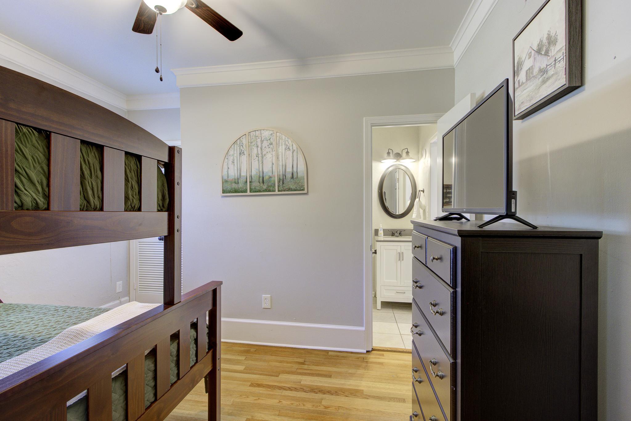 Bedroom #2: Twin over full bunk bed, TV, Jack-and-Jill bathroom shared with Bedroom #1