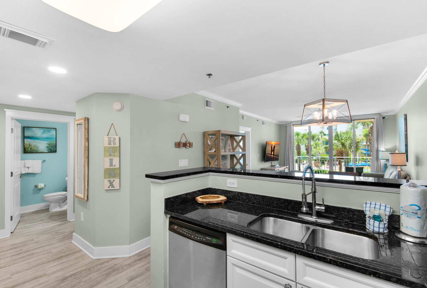 Kitchen with granite countertops