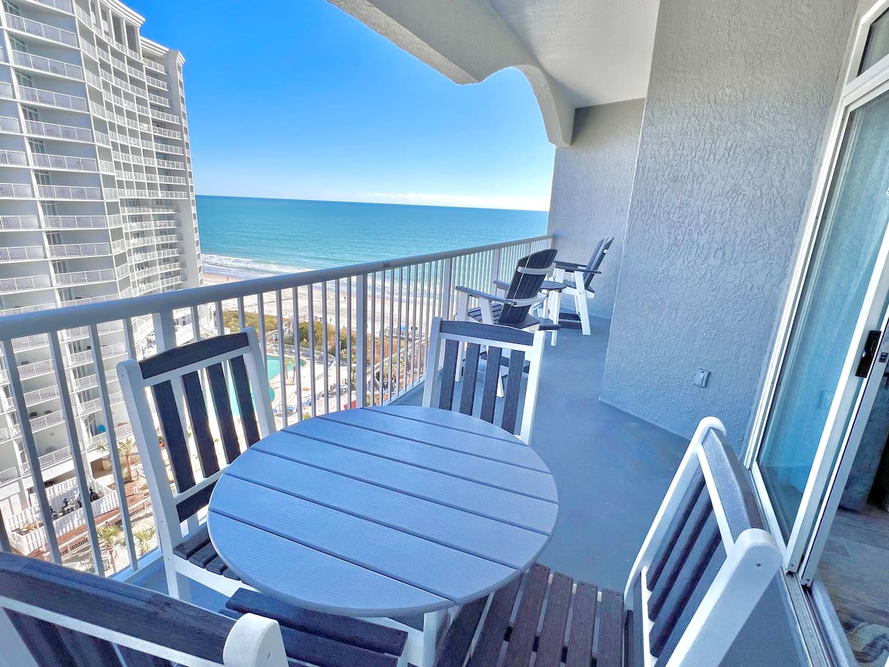 Outdoor Dining table on the balcony to enjoy morning breakfast or evening drink 