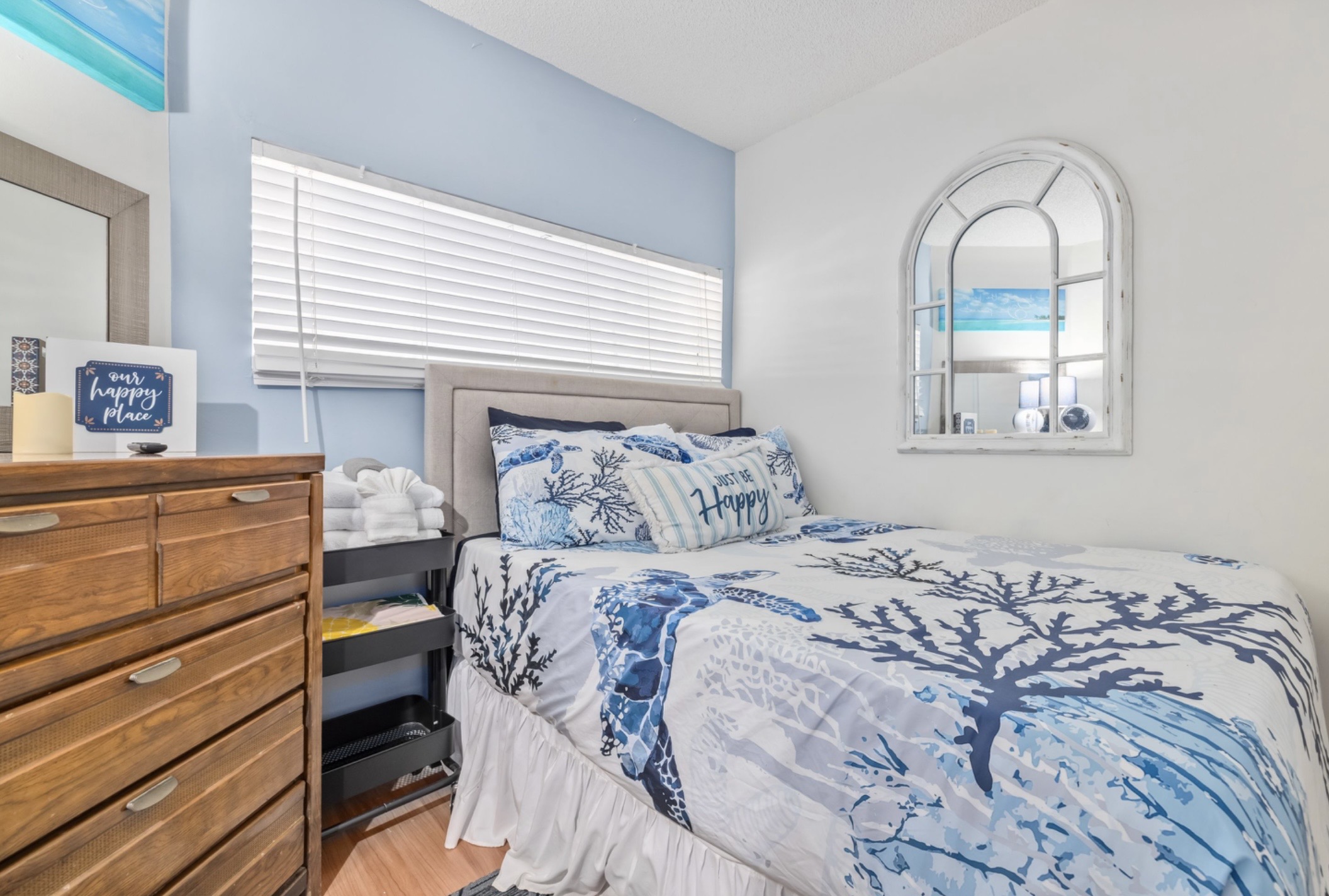 Cozy, private, and designed for comfort ✨ Full-size beds with plush pillows, soft linens, fresh sheets, and a foam topper. Smart TV & a dresser for easy unpacking. Perfect for kids, teens, or friends who appreciate comfort and a little personal space.