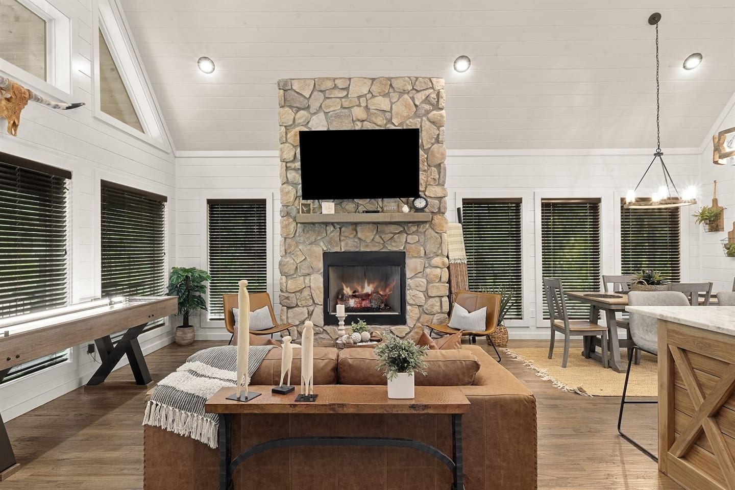 An inviting space where rustic charm meets modern comfort — perfect for unwinding after a day outdoors.