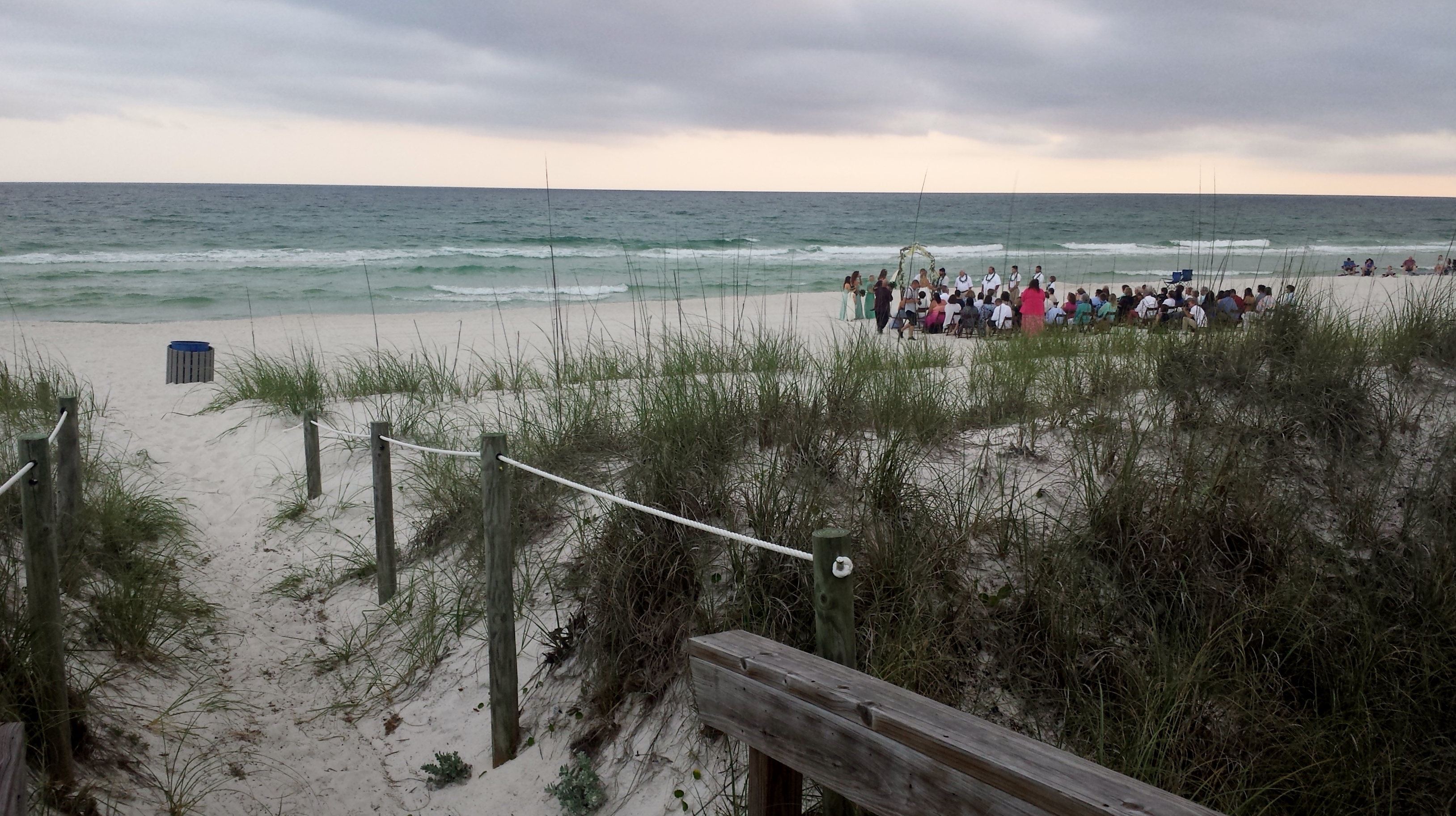 Wedding on the beach in front of our houses.