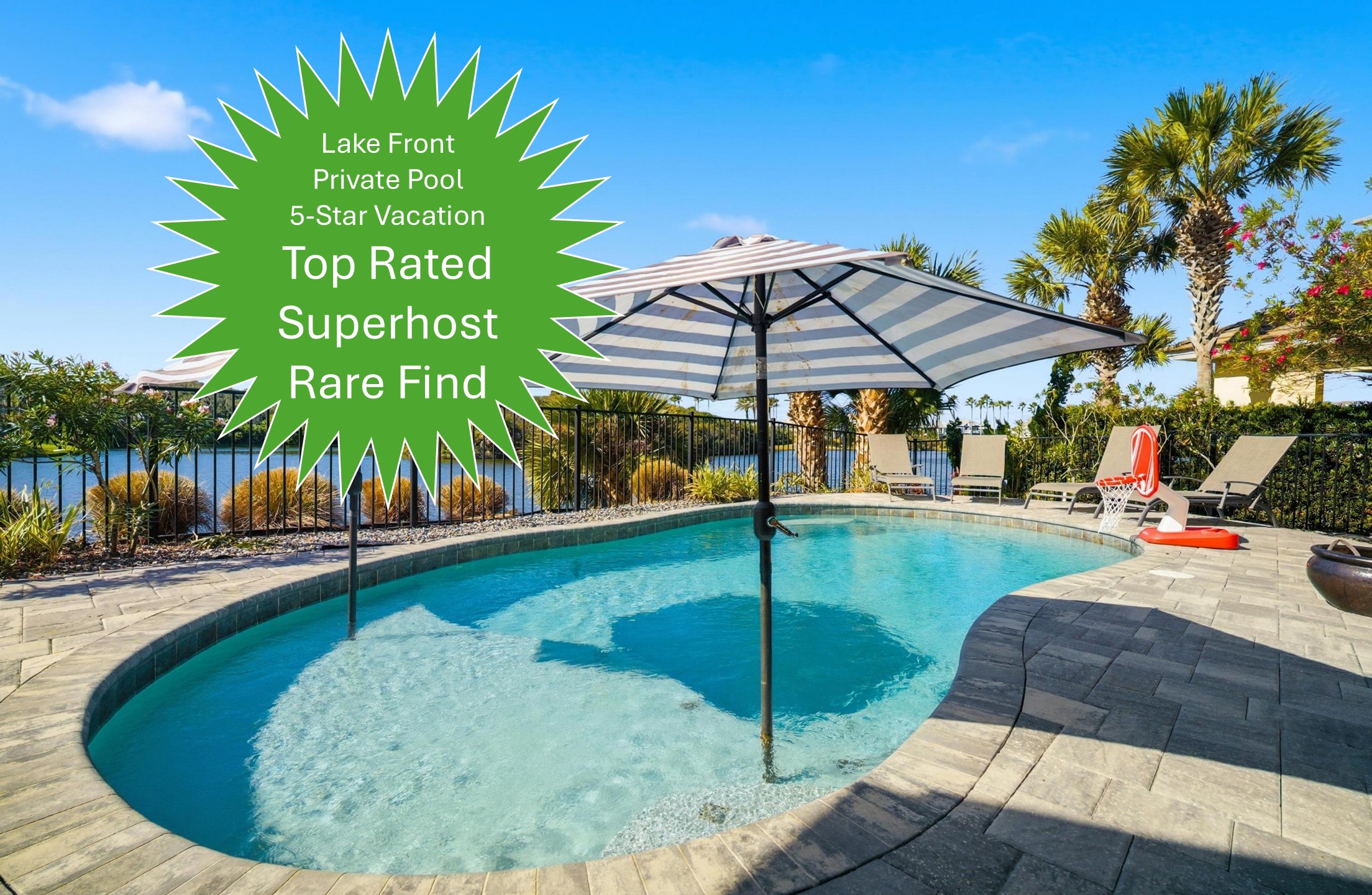 Poolside paradise with a view ☀️🌴
Soak up the Florida sunshine in your private pool overlooking the water—perfect for morning dips, lazy afternoons under the umbrellas, and unforgettable family fun.