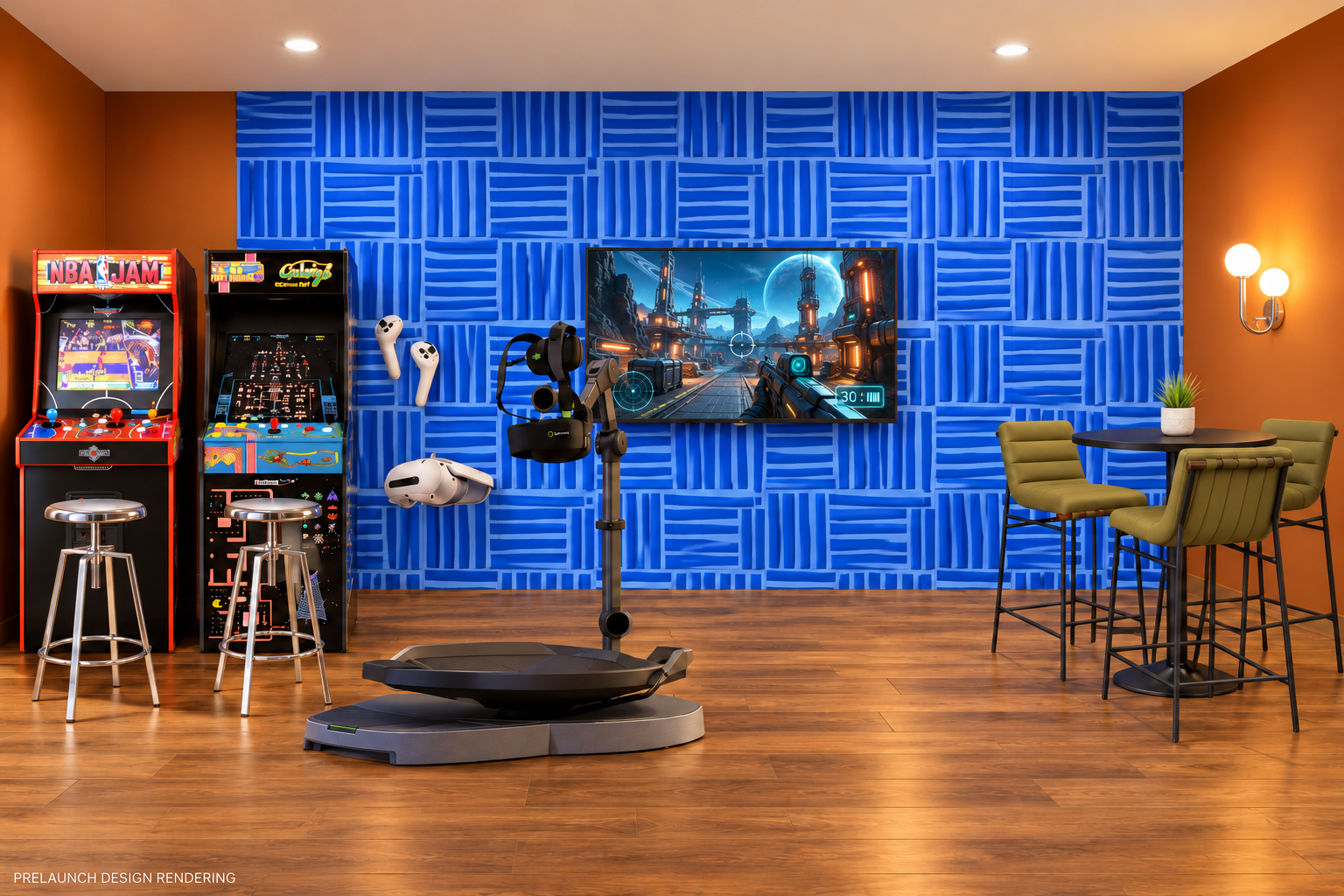 {VR Room} Trade the Scottsdale sunshine for another universe in Firebird’s VR room. Step into the Virtuix machine for an immersive adventure, then keep the friendly competition going on the arcade games.