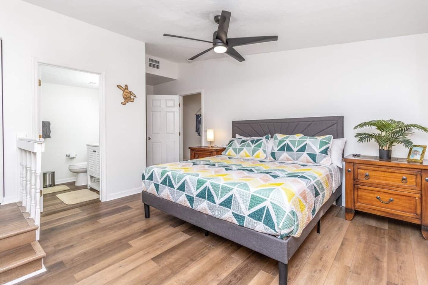 Sea Turtle Themed King Master Suite #2 with new memory foam mattress.