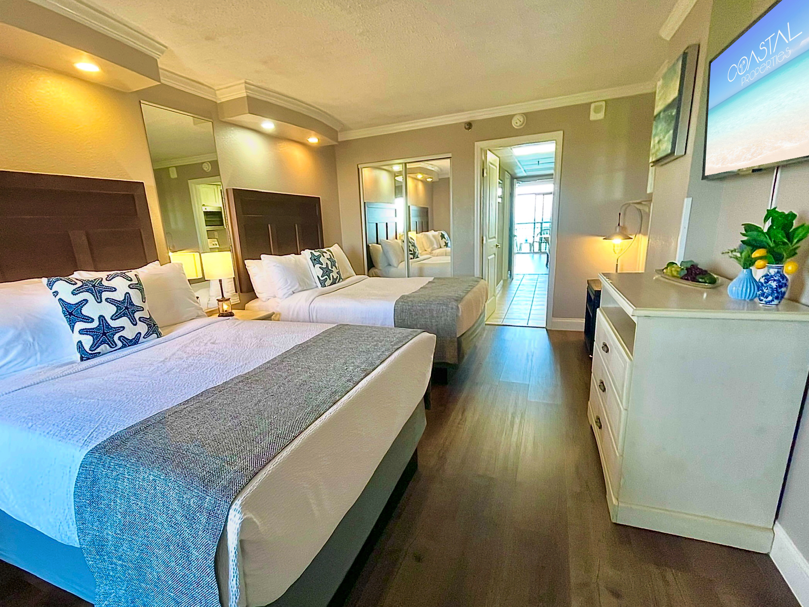 Comfortable bed and inviting bedroom space.