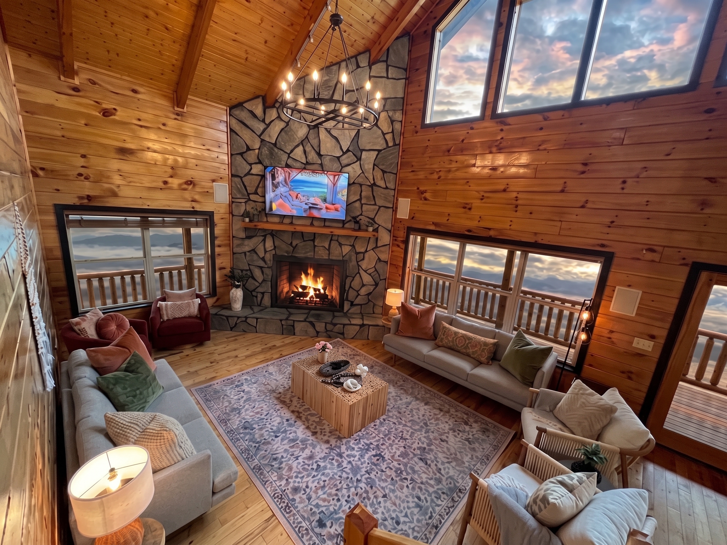 Relax in our living room with breathtaking mountain views!