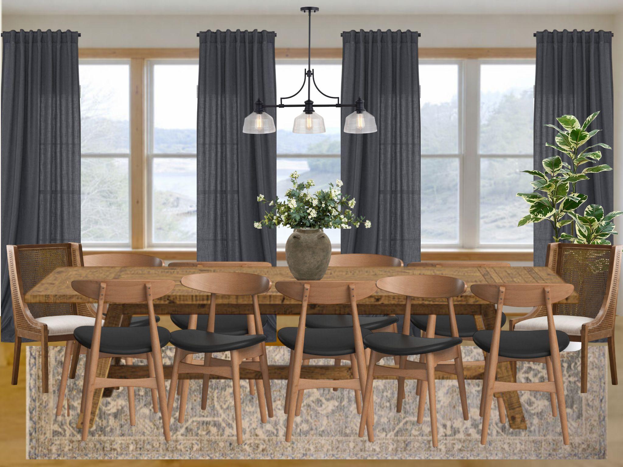 Dining room design board (rendering, not exact)