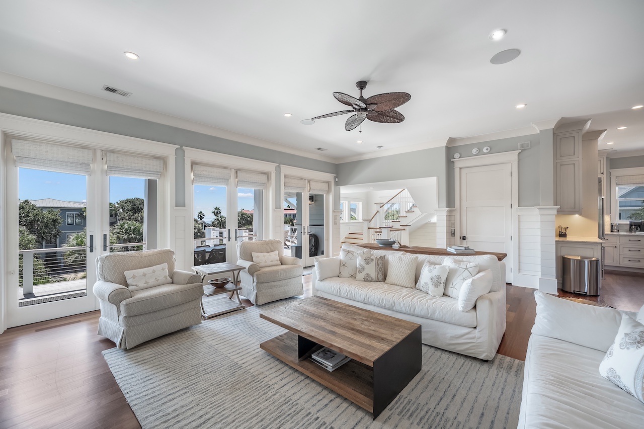 Spacious living room with plenty of seating for your group Shore Thing | 4001 Palm Blvd | Isle of Palms, SC | IOP Escapes