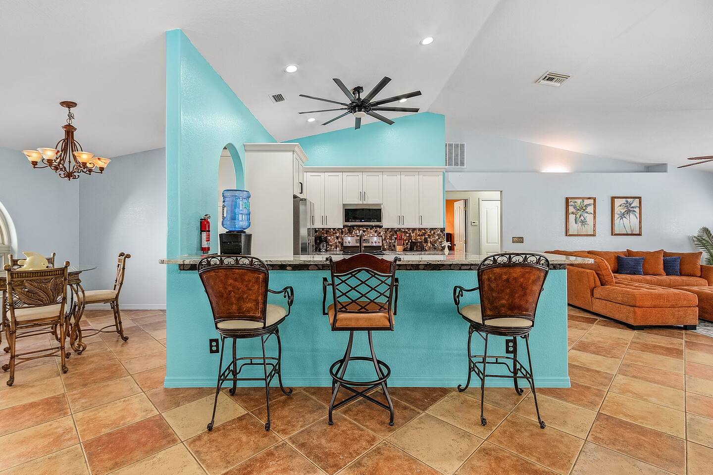 Your culinary sanctuary with a fully equipped kitchen and a welcoming island.