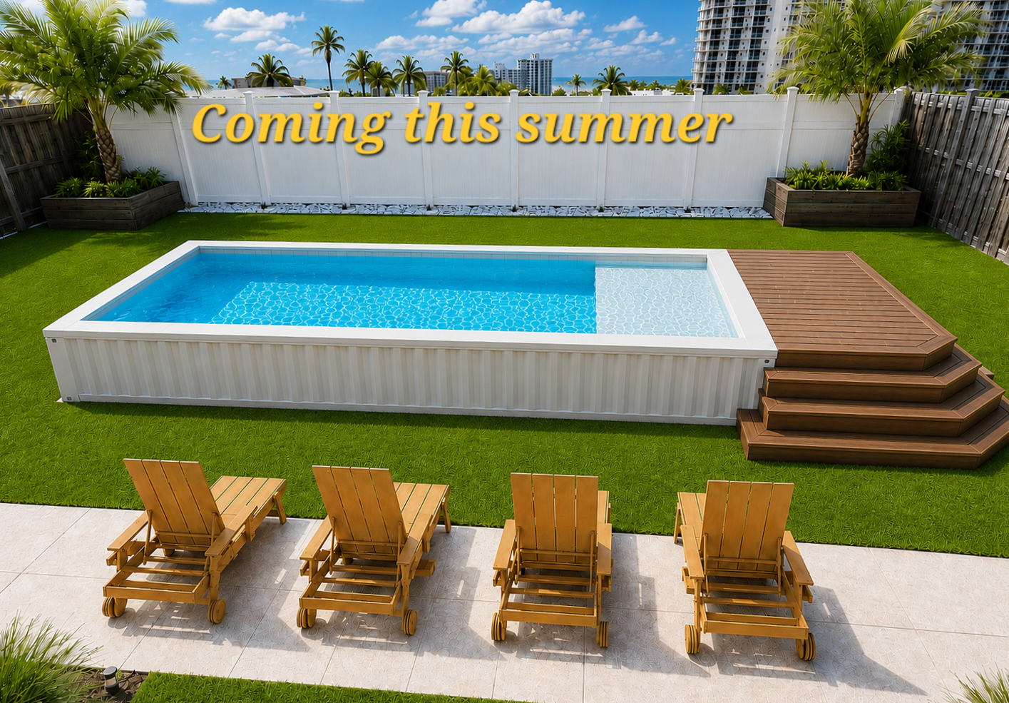 Available starting June! Brand new backyard renovation with a private shipping container pool. Relax on the tanning ledge or take a refreshing dip. 