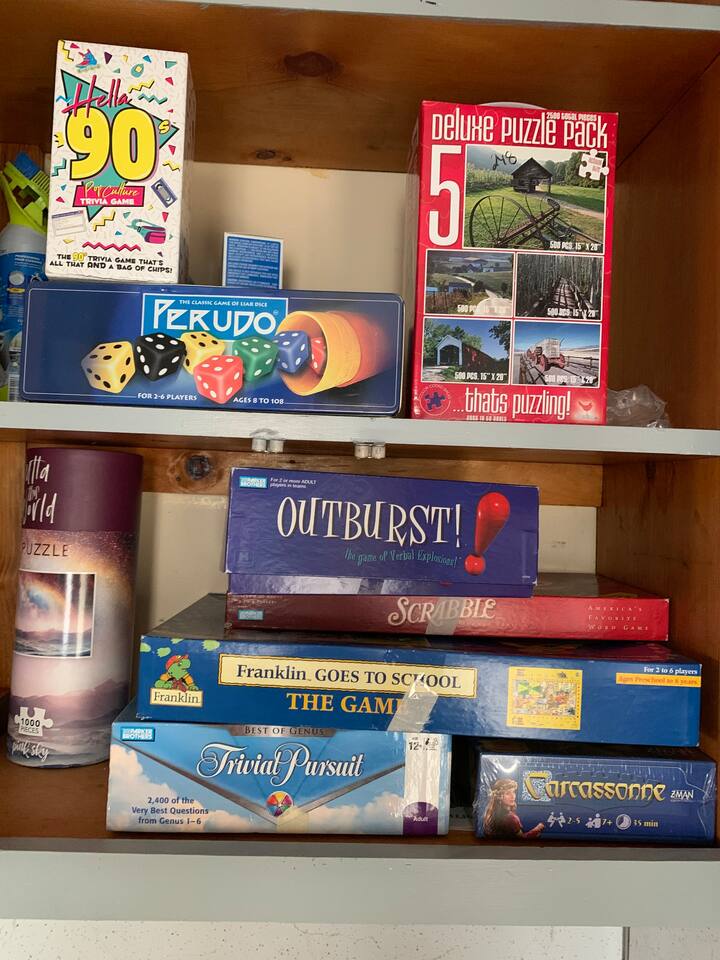 We add new games and puzzles to our game closet every month! 