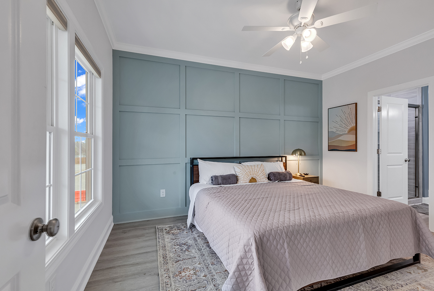 Indulge in unparalleled comfort in our Master Bedroom sanctuary. Unwind in the luxury of a King bed, enjoy the convenience of an attached bath, and dive into entertainment with a 55" Roku TV. Your retreat awaits. 👑🛏️🚿📺 #MasterSuiteEscape #LuxuryLiving