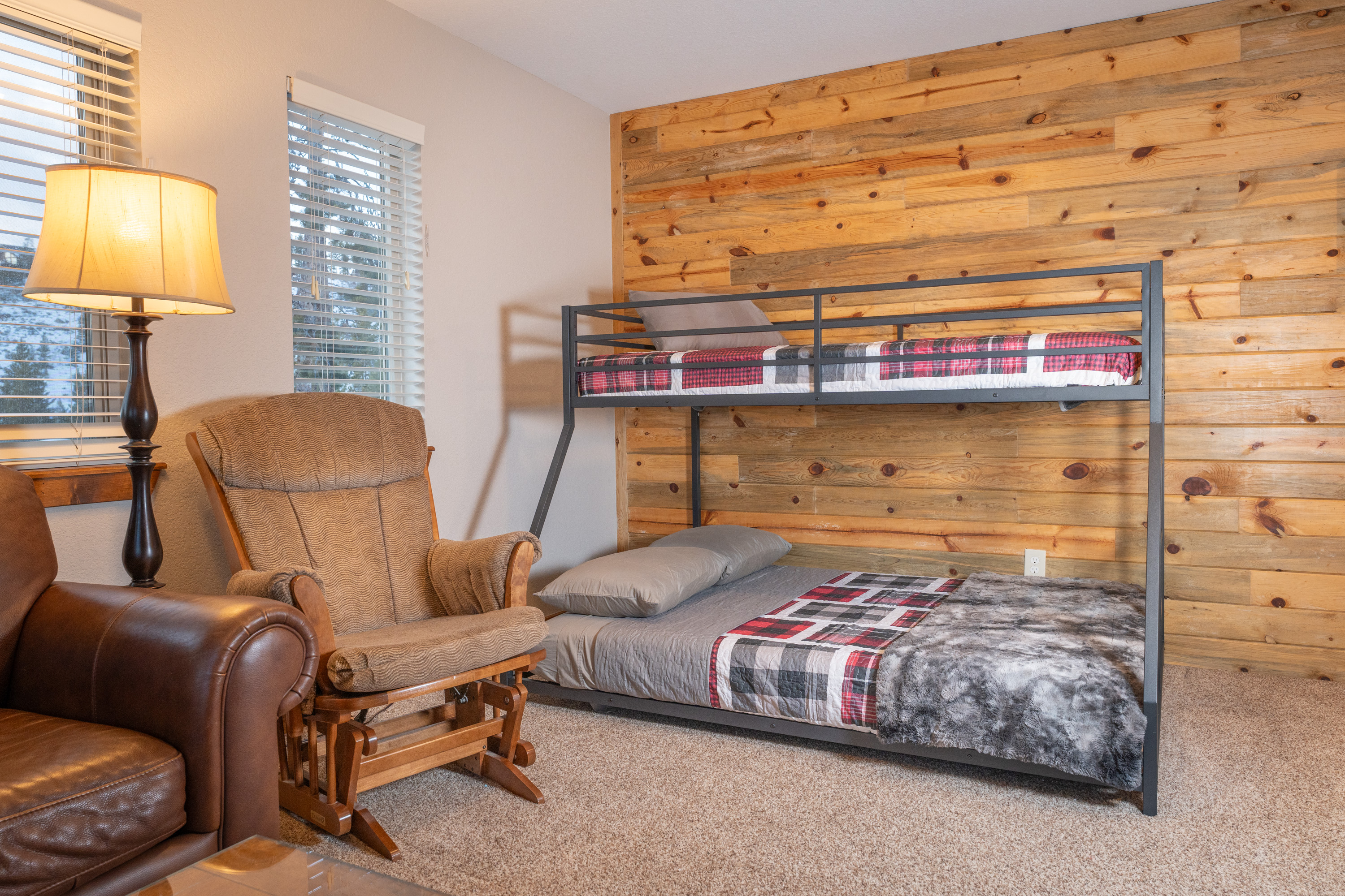 Newly added! Twin over full bunk beds. Upper Level