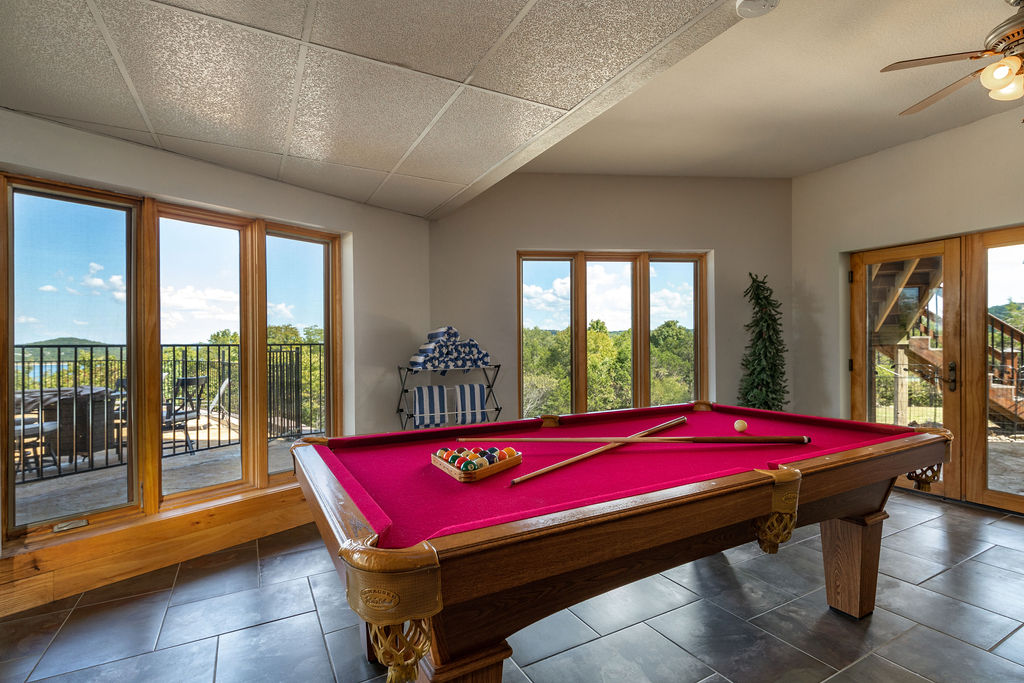 Pool table in lower level family room