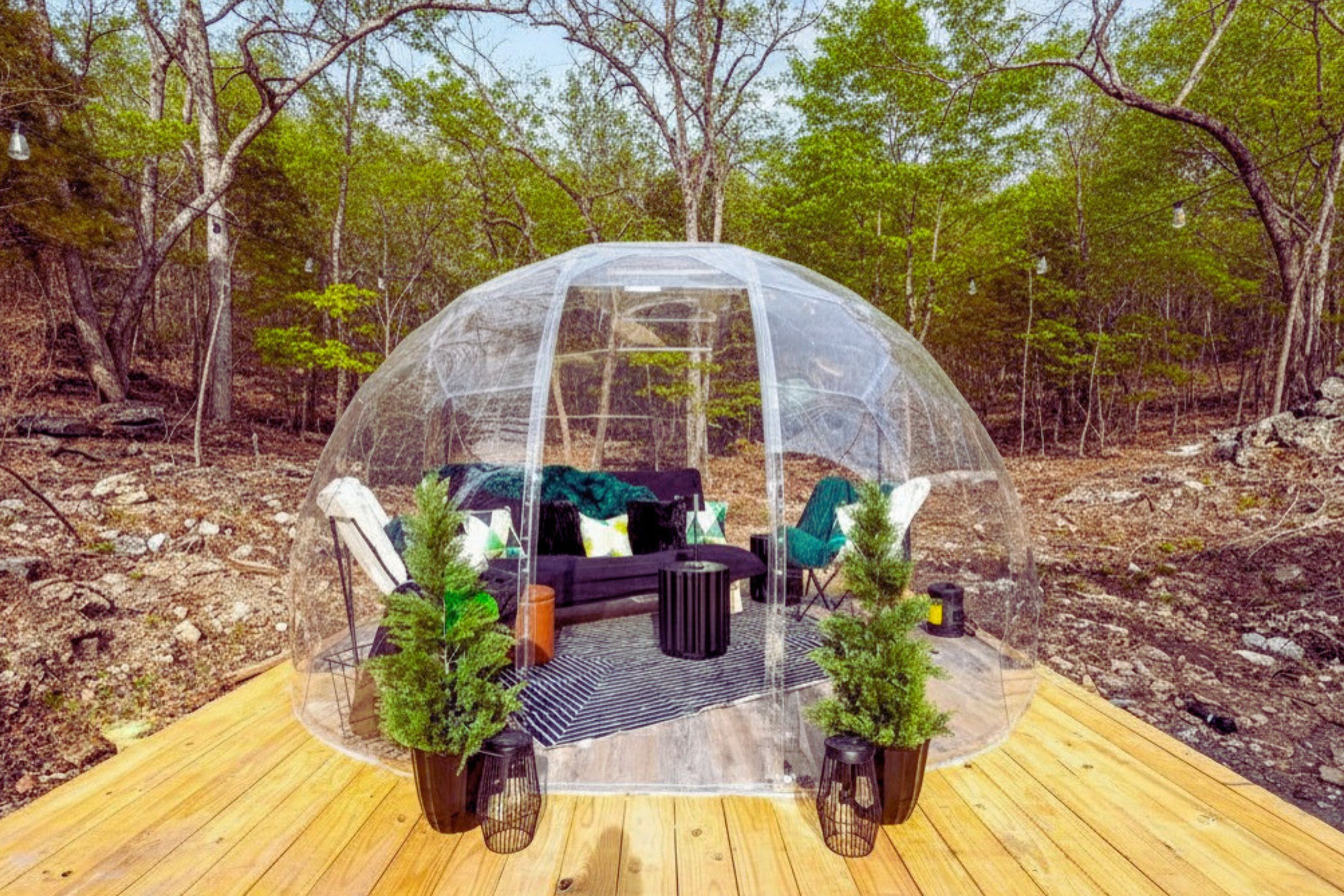 Enjoy the outdoors in any weather with the climate-controlled and furnished dome; or take time for yoga or meditation on the spacious platform - yoga mats are provided in the dome!