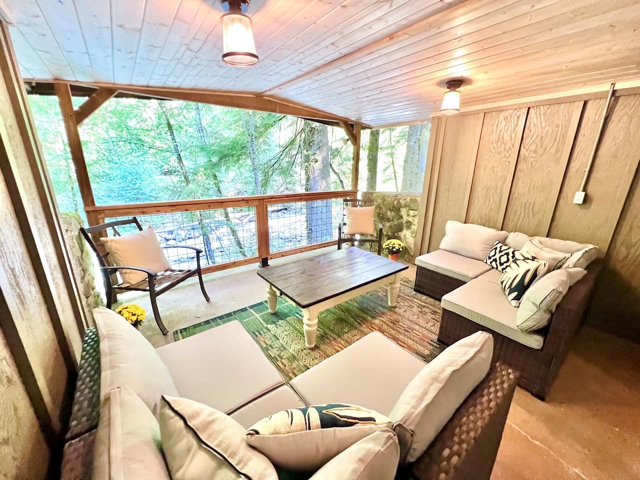 Basement patio with great view of the Sandy River