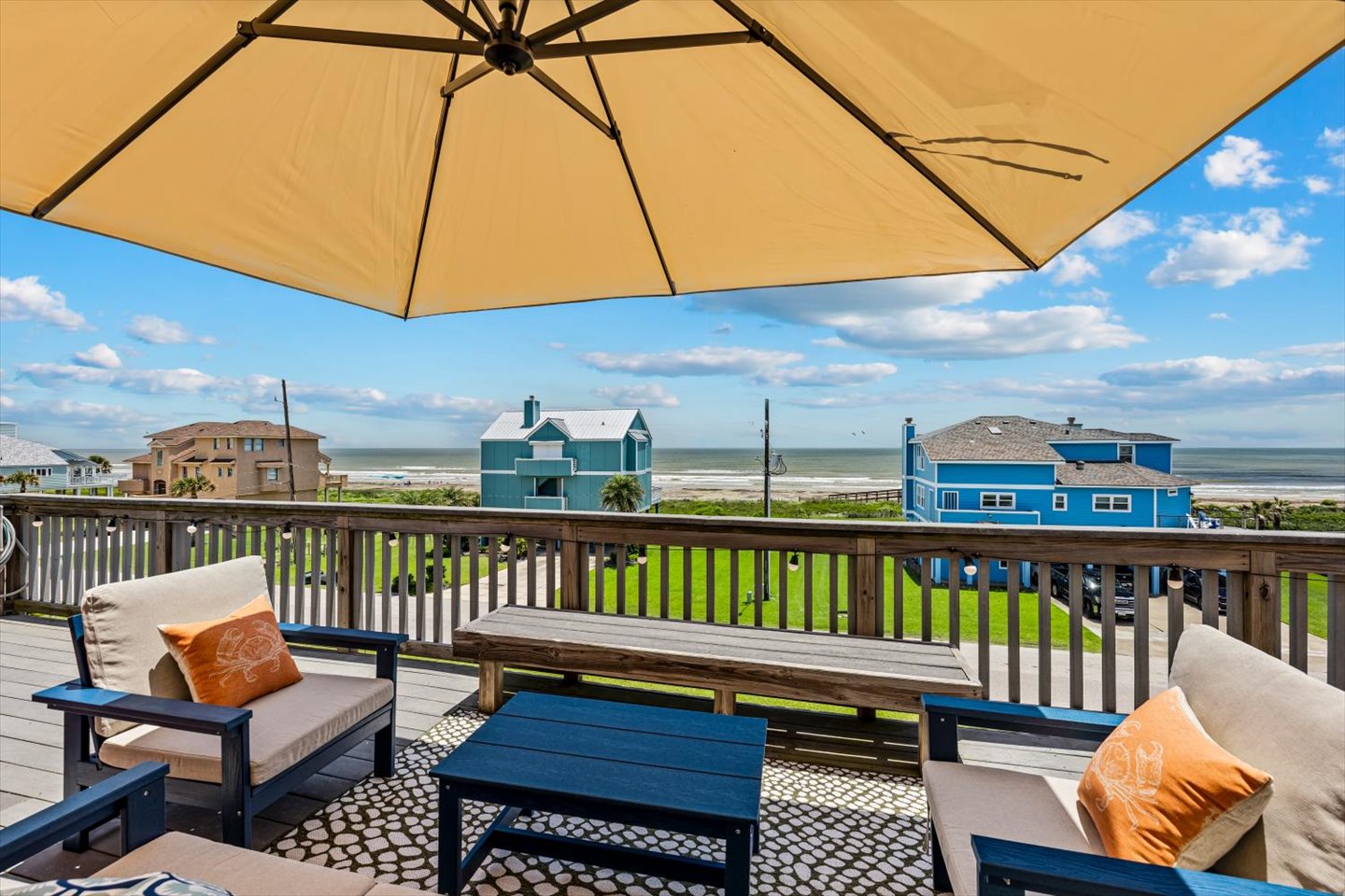 Super great views from the Primary Suites on the upper level.  Use the umbrella to sit peacefully in the shade before the house wakes up! 