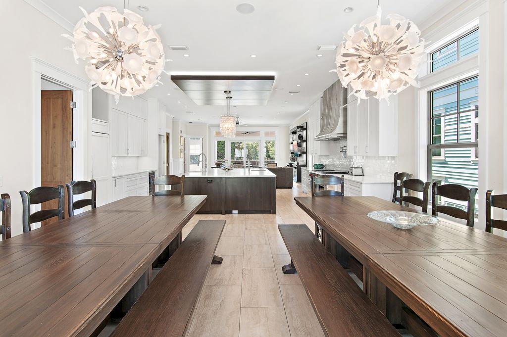 Bright, spacious dining with balcony access. Seats 20 +