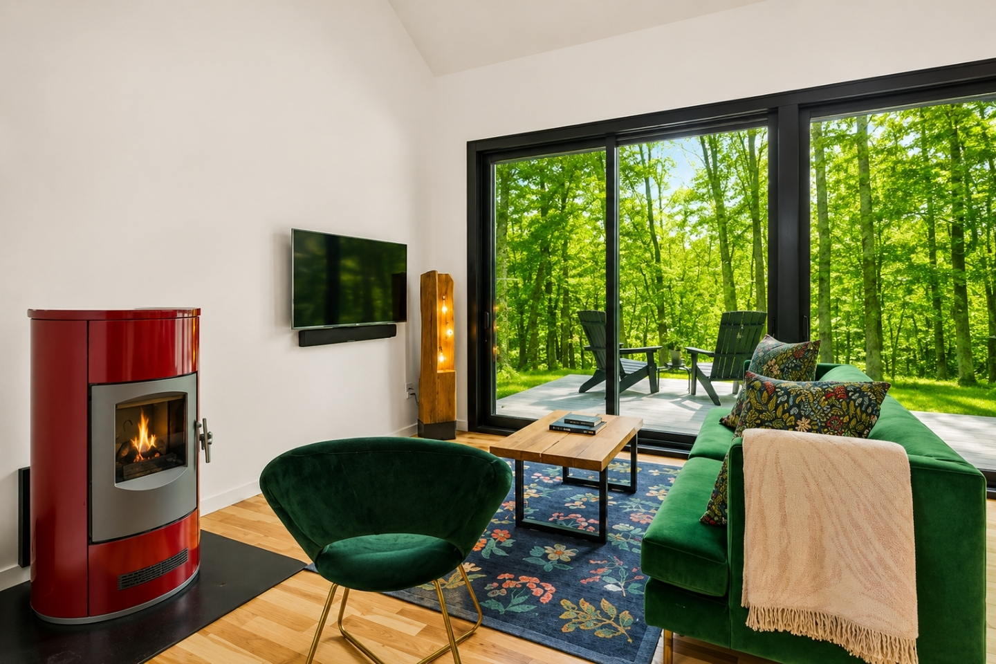 Step into ultimate comfort and relaxation in our inviting lounge, featuring plush green sofas that provide the perfect place to unwind. Whether you're catching up with friends or simply enjoying some quiet time, the warmth of the built-in heater crea