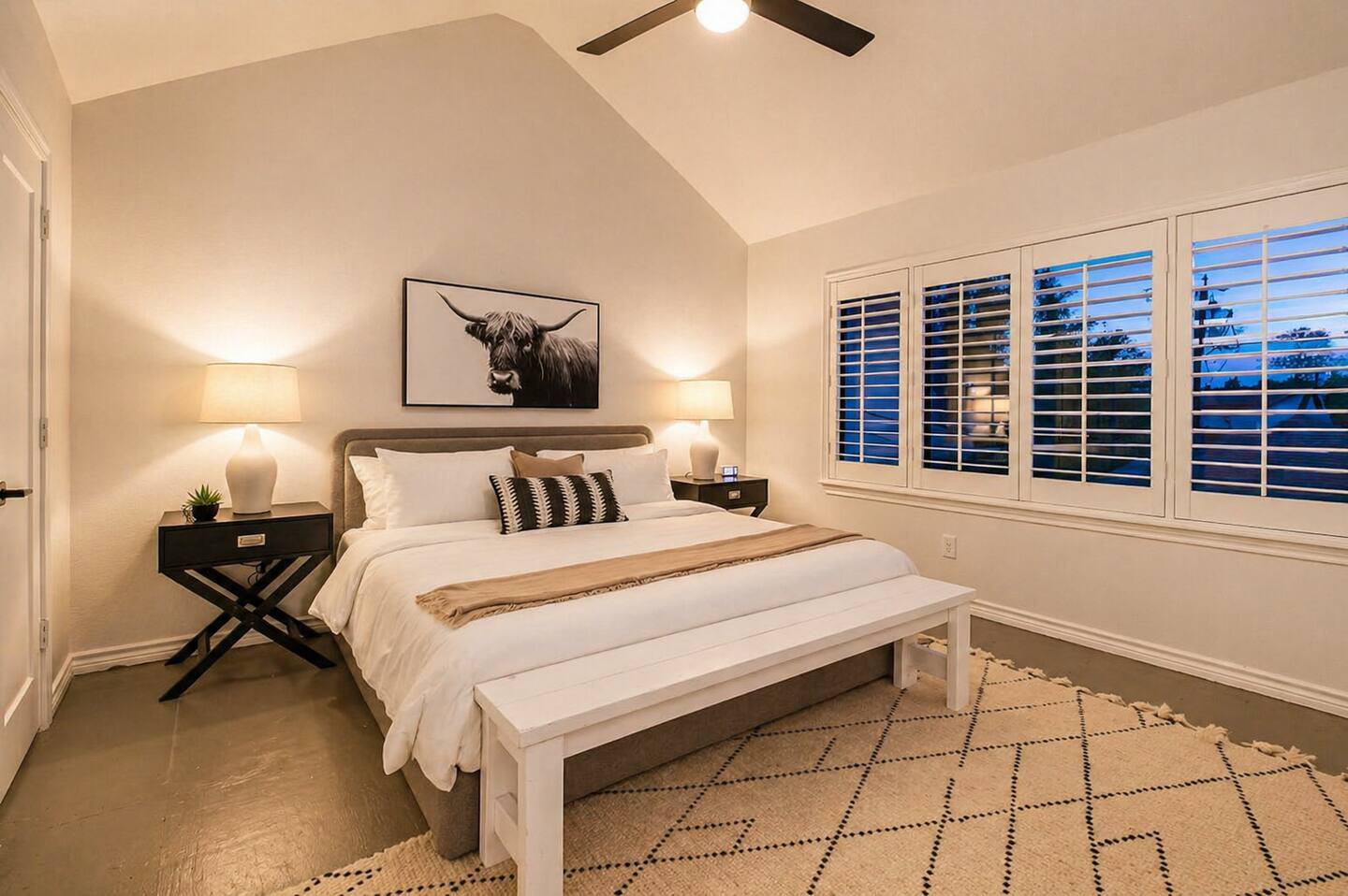 Minimalist bedroom with calming atmosphere