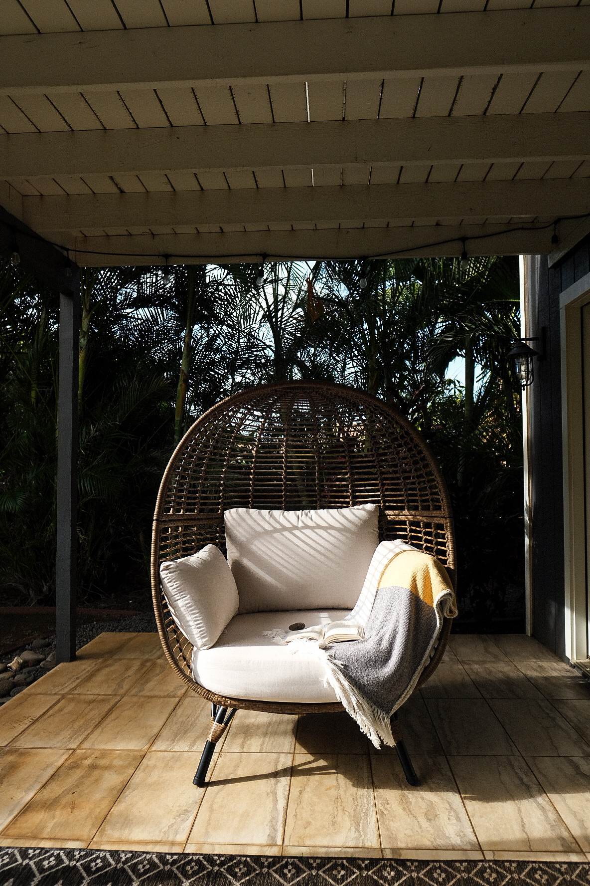 Pass a tranquil morning relaxing in this egg chair