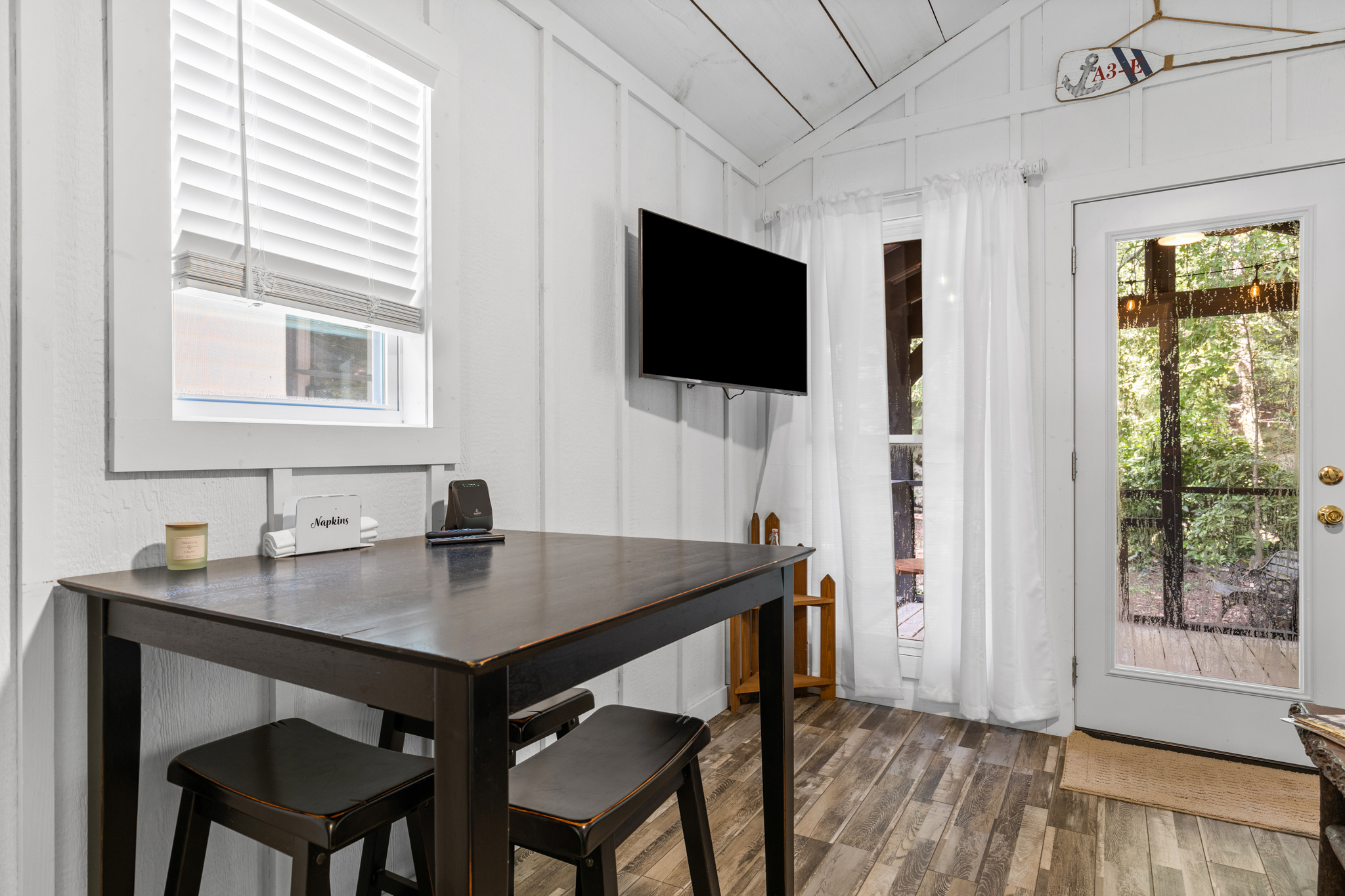 Enjoy a cozy dining space that's perfect for morning coffee, takeout, or planning your next North Georgia adventure.