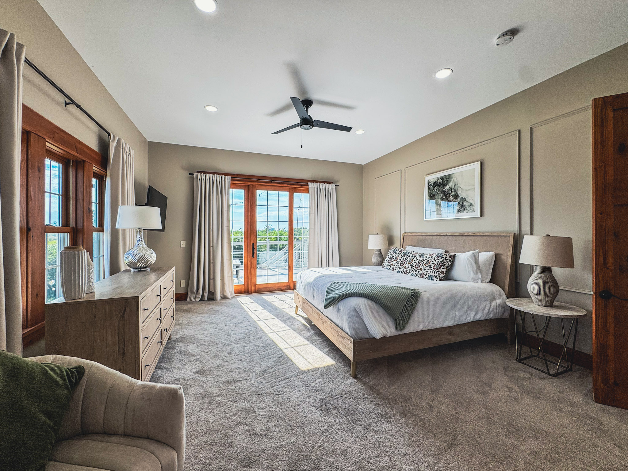 Main level suite with access to the large deck on the back of the house.