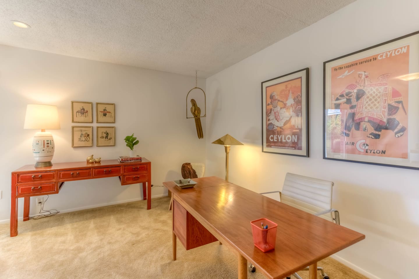 spacious desk area with vintage desk