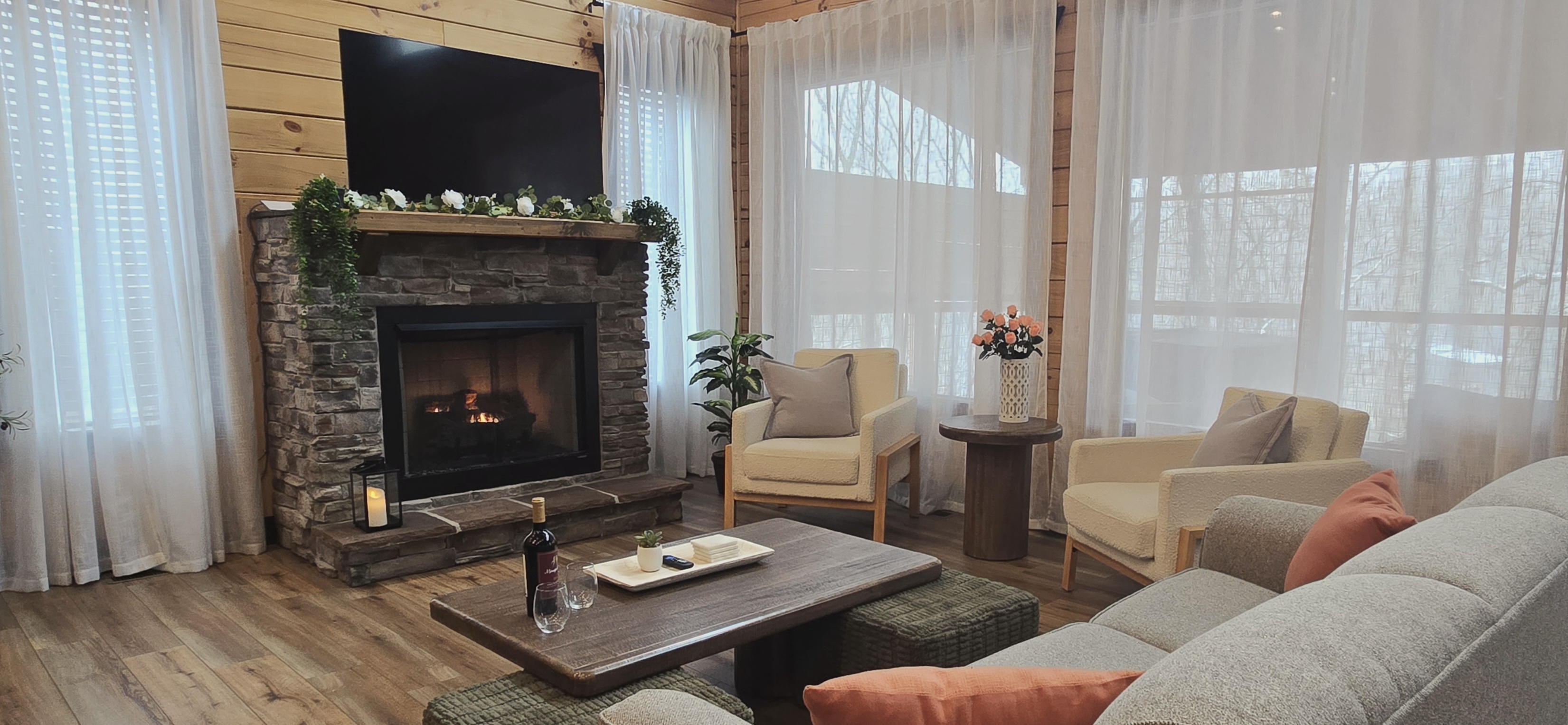 Spring decor has been added