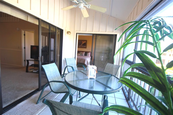 Screened Lanai overlooking Boats