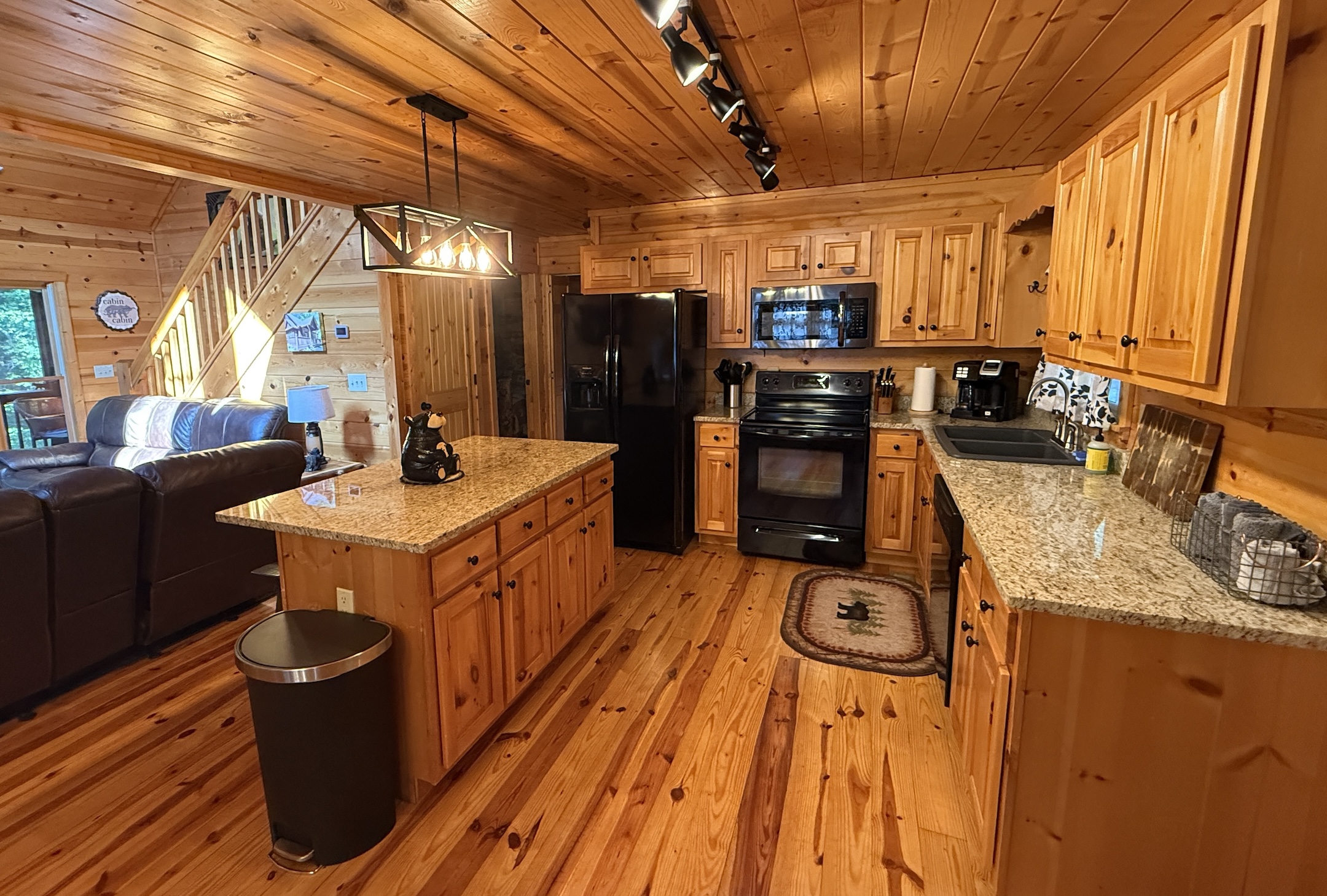 Kitchen is nicely stocked with small applinaces, cook ware, spices, coffee and many more goodies!