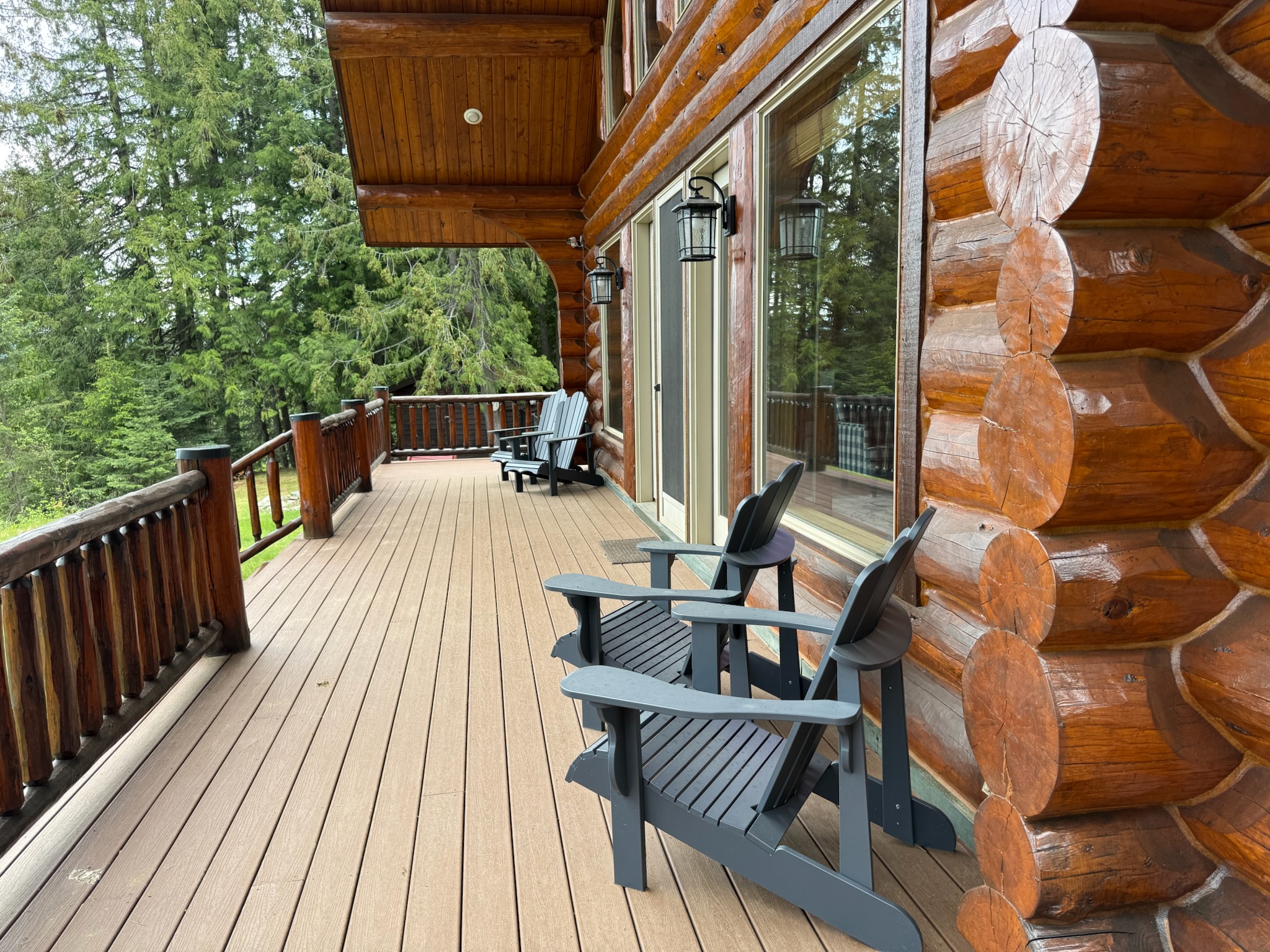 Porch with room for sitting and lake views
