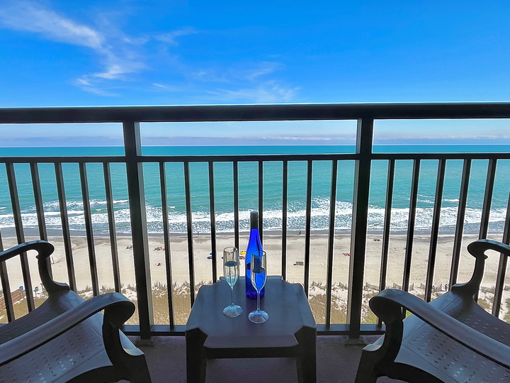 Unwind on the oceanfront balcony.