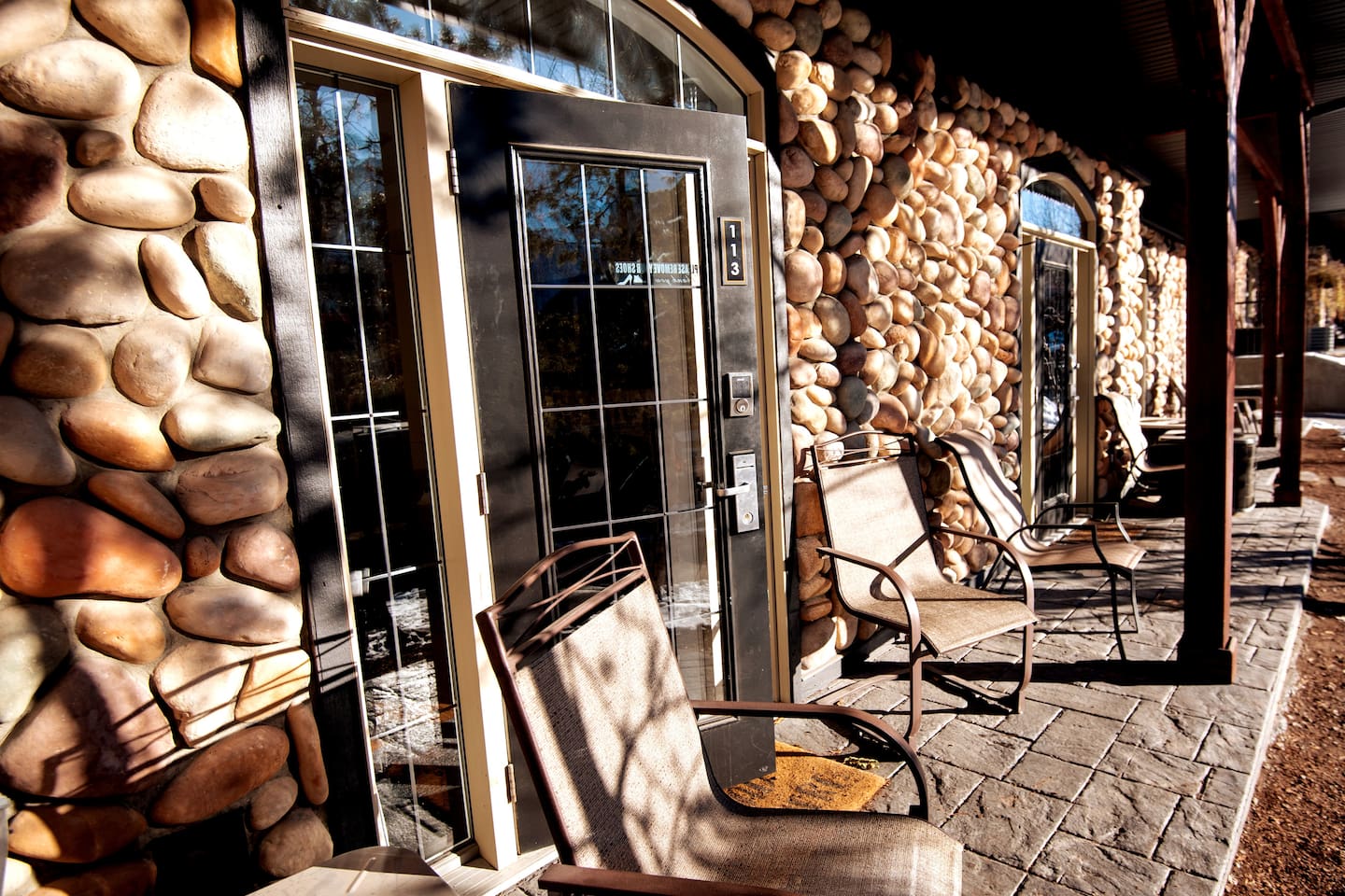 Sit on your semi-private south facing patio with a view of the mountains.